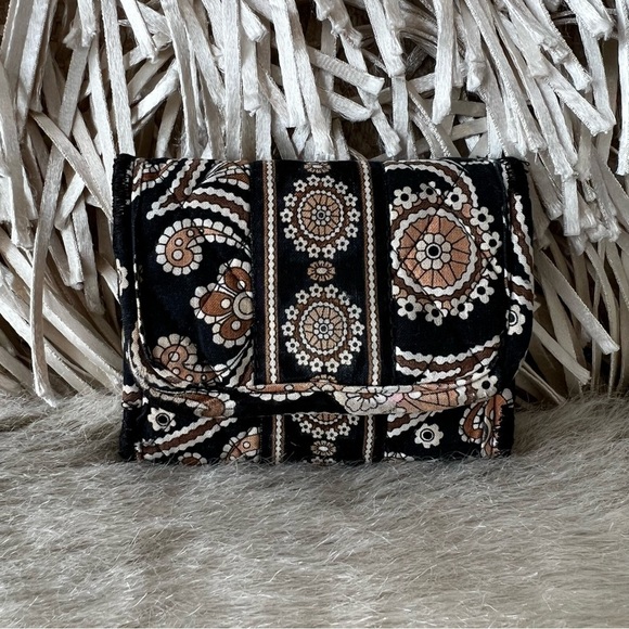 Vintage VERA BRADEY Caffe Latte Velcro Mini Wallet Black Brown y2k 2008 Quilted - Picture 4 of 13